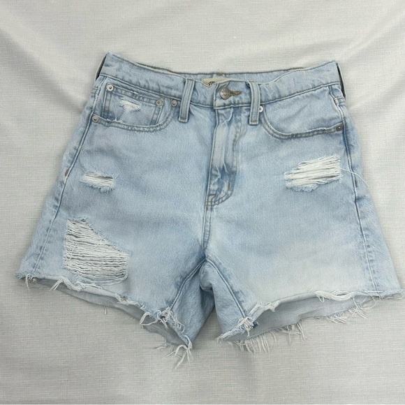 Madewell size 24 Relaxed Mid-Length Denim Shorts Distressed Arnham Wash - Picture 11 of 13